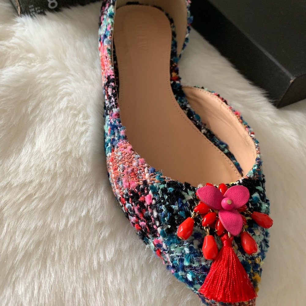 JCrew Audrey tweed flats sz8
